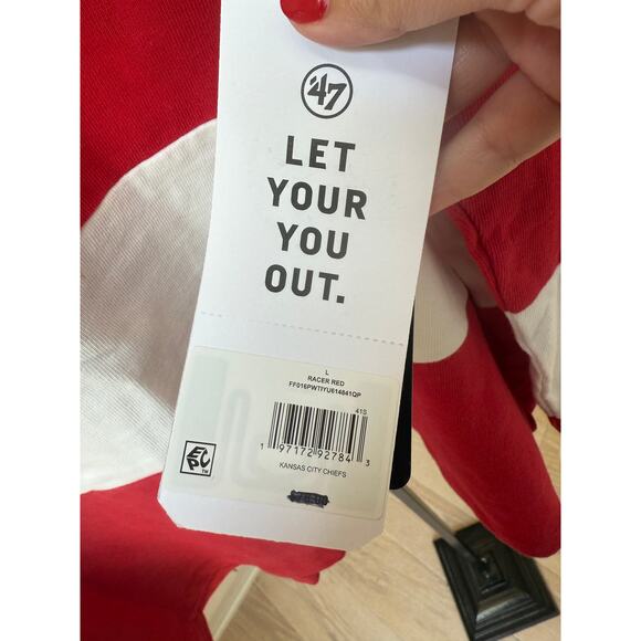 47 Brand Women's Racer Red Kansas City Chiefs NFL Rugby Polo T-shirt Size L - Picture 8 of 8